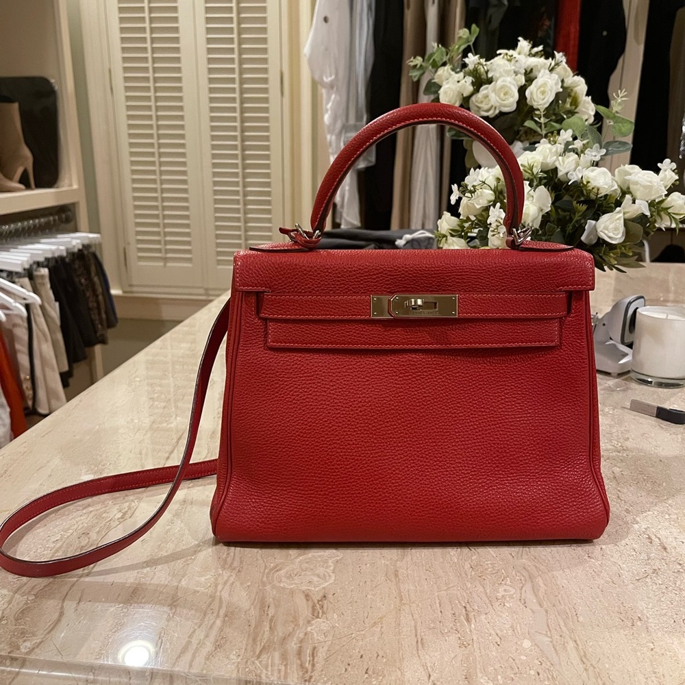 Hermes Kelly 28cm in rouge Togo leather